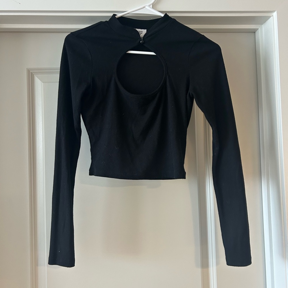 Princess Polly Black Crop Cut Out Too